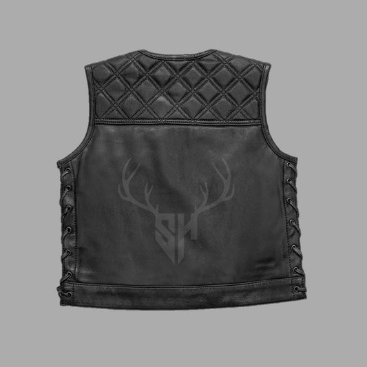 Motorcycle Club Leather Vest with Side Laces - Customizable