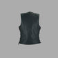 Womens Black Leather Motorcycle Club Side-Laced Vest