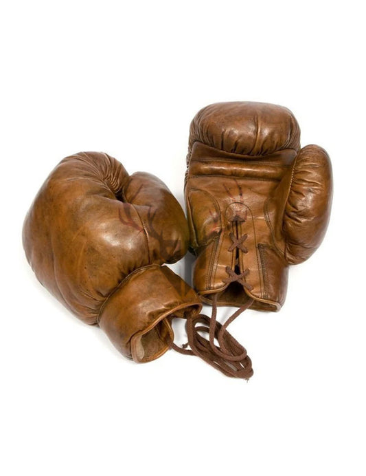 Retro Vintage Tan Heavy Leather Boxing Gloves - Personalizable