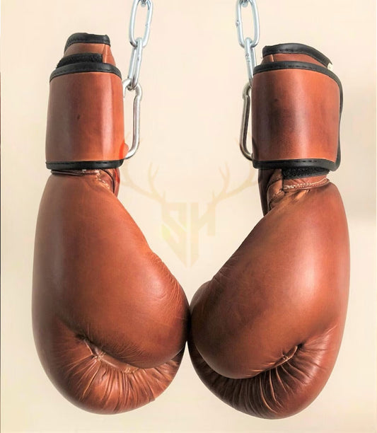 Vintage-Style Heavy Leather Boxing Gloves - Personalizable