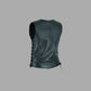 Womens Black Leather Motorcycle Club Side-Laced Studed Vest