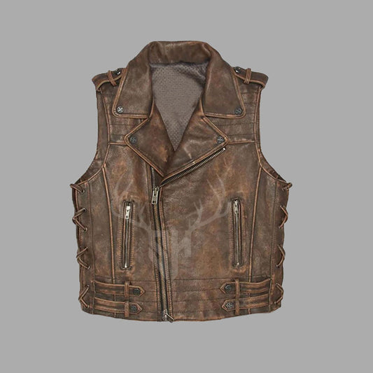 Vintage Brown Leather Steampunk Vest