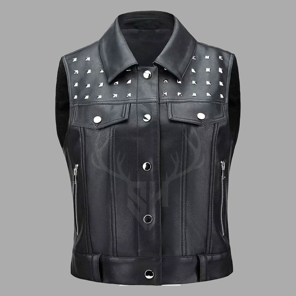 Motorcycle Club Leather Vest with Studs - Customizable