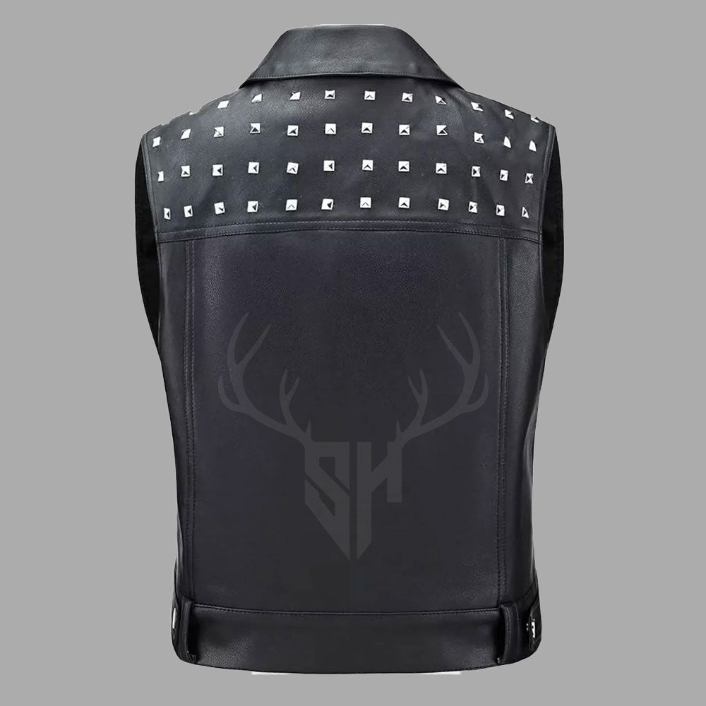 Motorcycle Club Leather Vest with Studs - Customizable