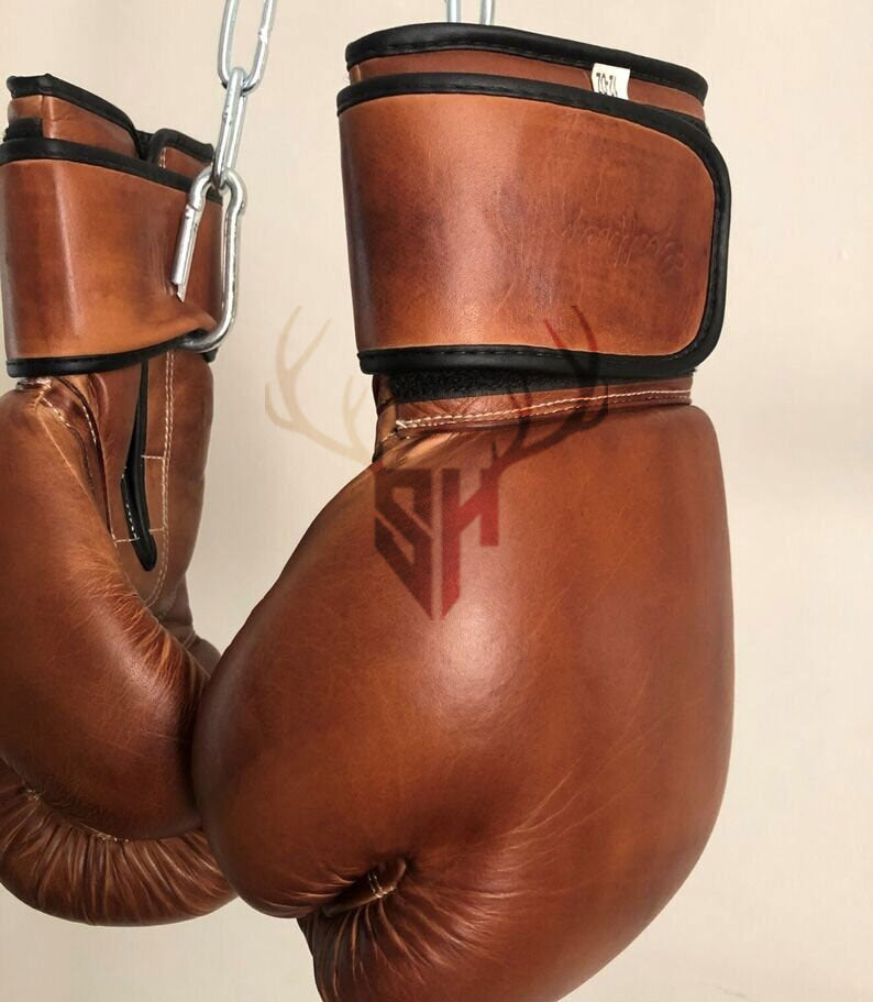 Vintage-Style Heavy Leather Boxing Gloves - Personalizable