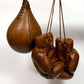 Retro Vintage Tan Heavy Leather Boxing Gloves - Personalizable