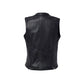 Womens Black Leather Motorcycle Club Zipper Vest