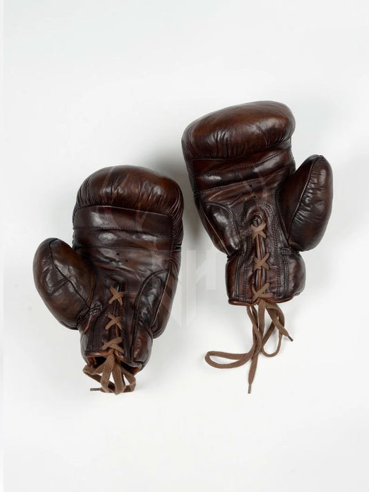 Retro Vintage Brown Heavy Leather Boxing Gloves - Personalizable